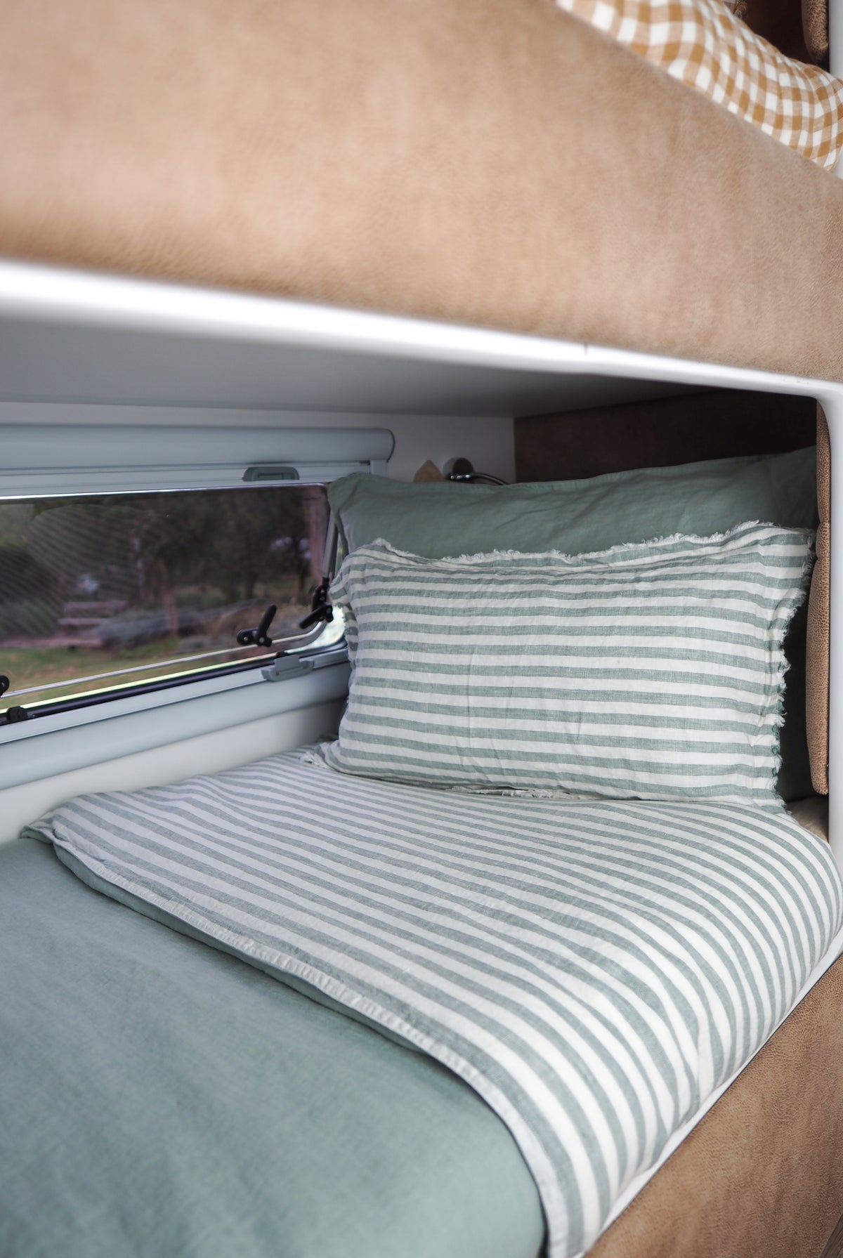 Close Up of Coolabah Little Wild Bunk Set in Caravan