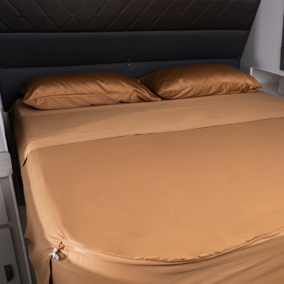 Caravan bed featuring Wildfire colourway