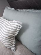 Close up of Seaglass Lumbar cushion and Coolabah bunk cushion