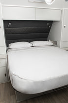 Close up of Driftwood sheet set in caravan